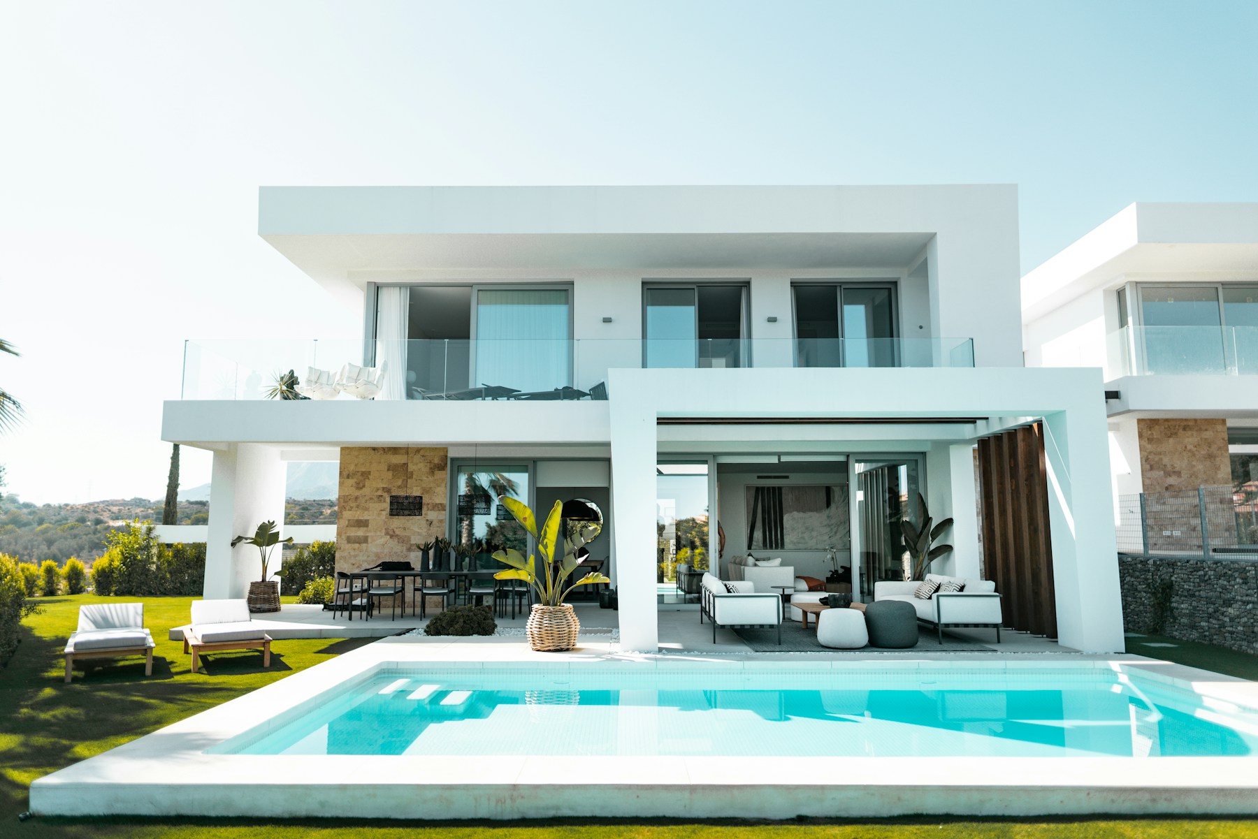 Secluded modern residence and reflective water